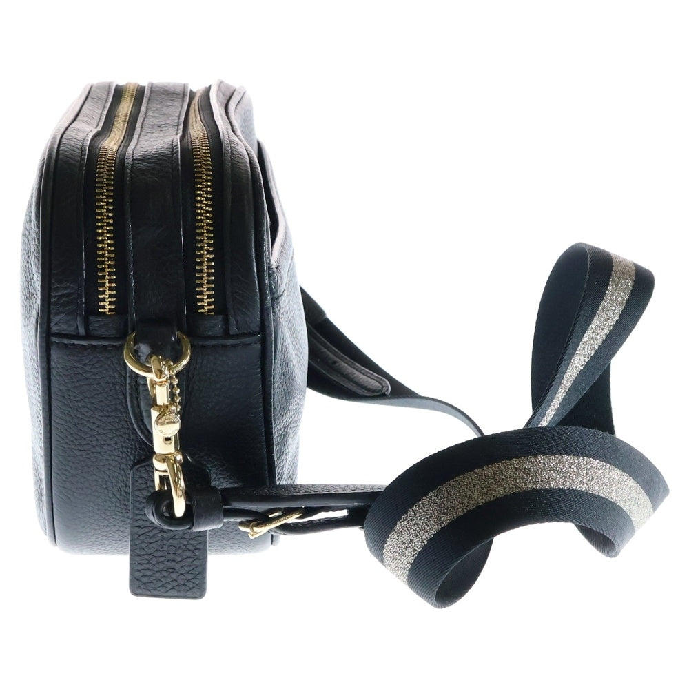 COACH(コーチ) ジェスホース&キャリッジロゴデザイン ストラップ付き 2WAY レザー ハンドバッグ ショルダーバッグ ブラック