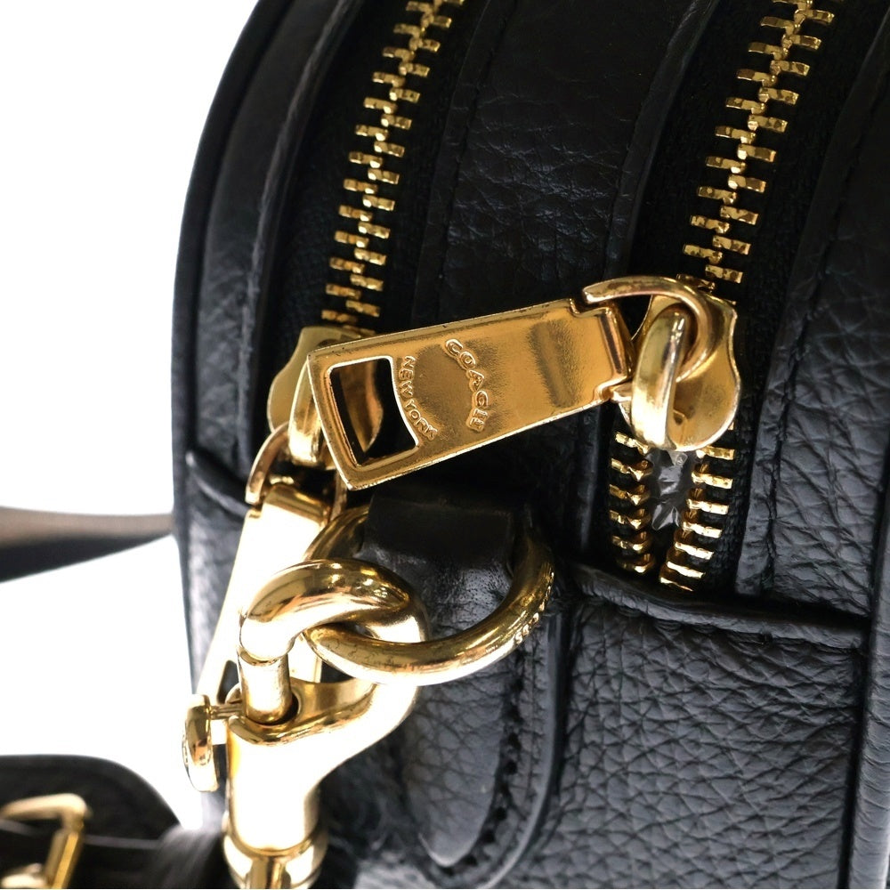 COACH(コーチ) ジェスホース&キャリッジロゴデザイン ストラップ付き 2WAY レザー ハンドバッグ ショルダーバッグ ブラック