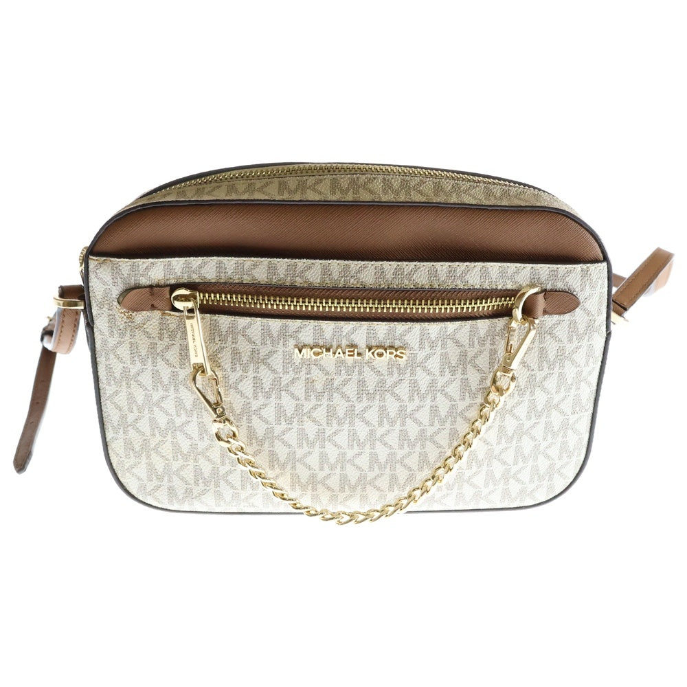 MICHAEL KORS(マイケルコース) VANILLA バニラ 総柄 ストラップ付き ショルダーバッグ ホワイト 35S1GTTC9B