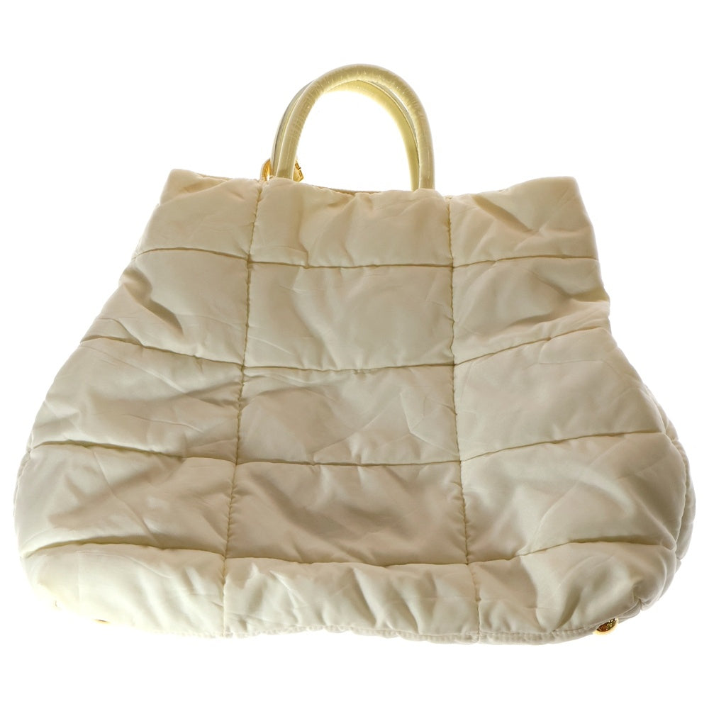 PRADA(プラダ) クリスピー トライアングルロゴプレート キルティング 2WAY ショルダーバッグ トートバッグ レディース ホワイト BN1596