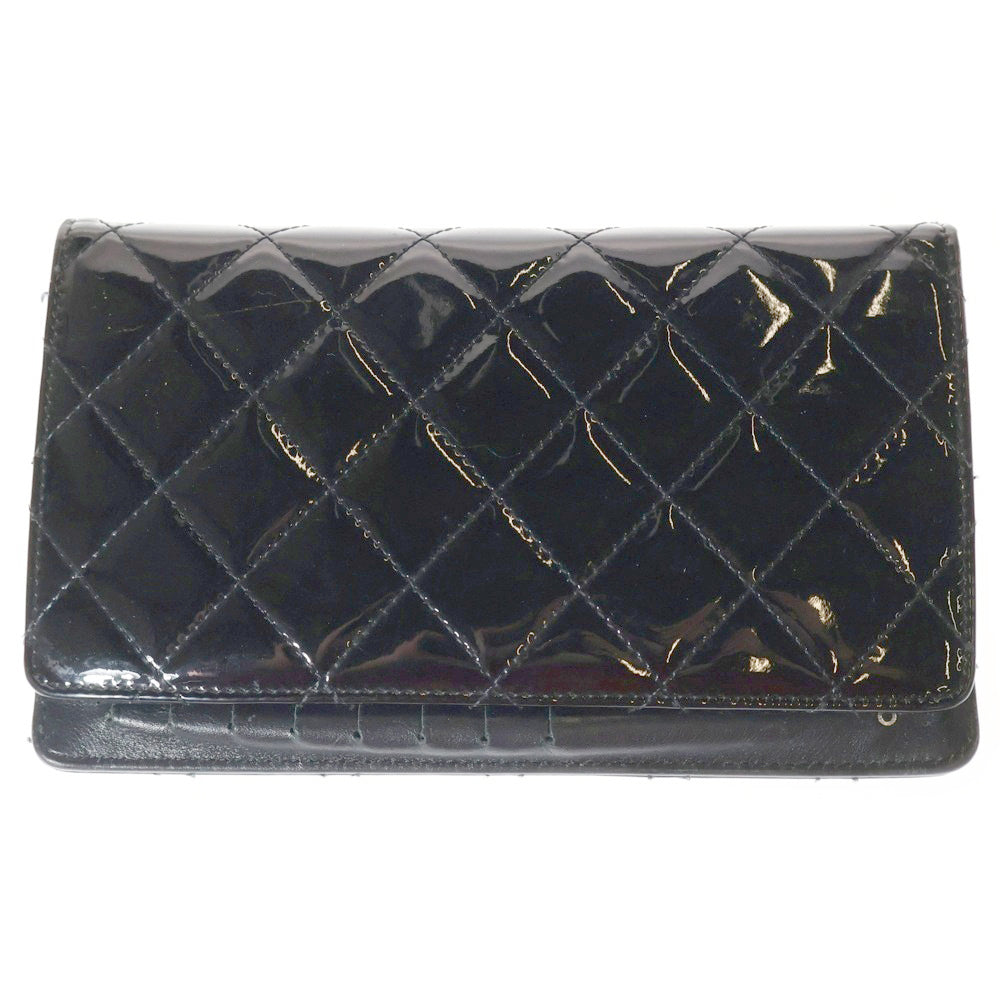 CHANEL(シャネル) マトラッセ ココマーク パテントレザー ロングウォレット ブラック
