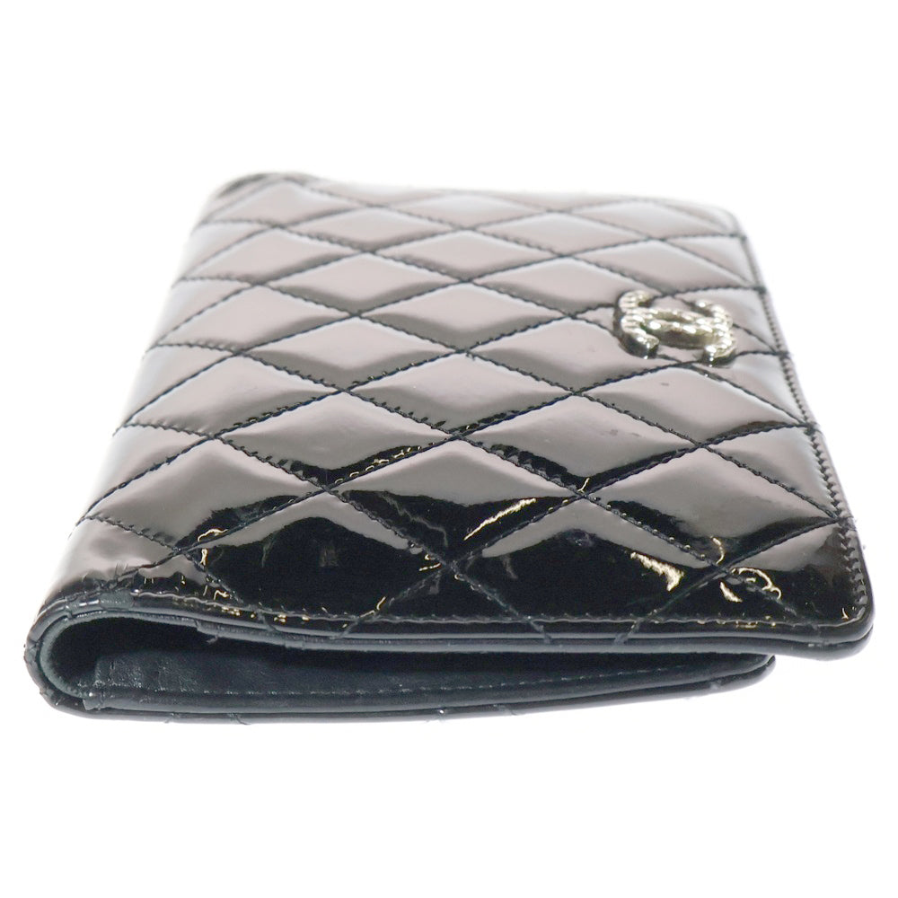 CHANEL(シャネル) マトラッセ ココマーク パテントレザー ロングウォレット ブラック