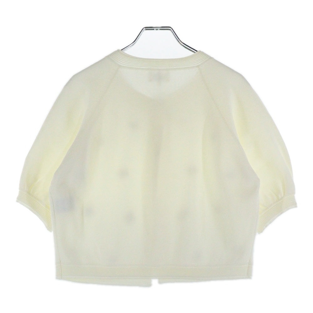 LANVIN(ランバン) スパンコールビジュー装飾 ニット 半袖カーディガン アイボリー レディース 3626820
