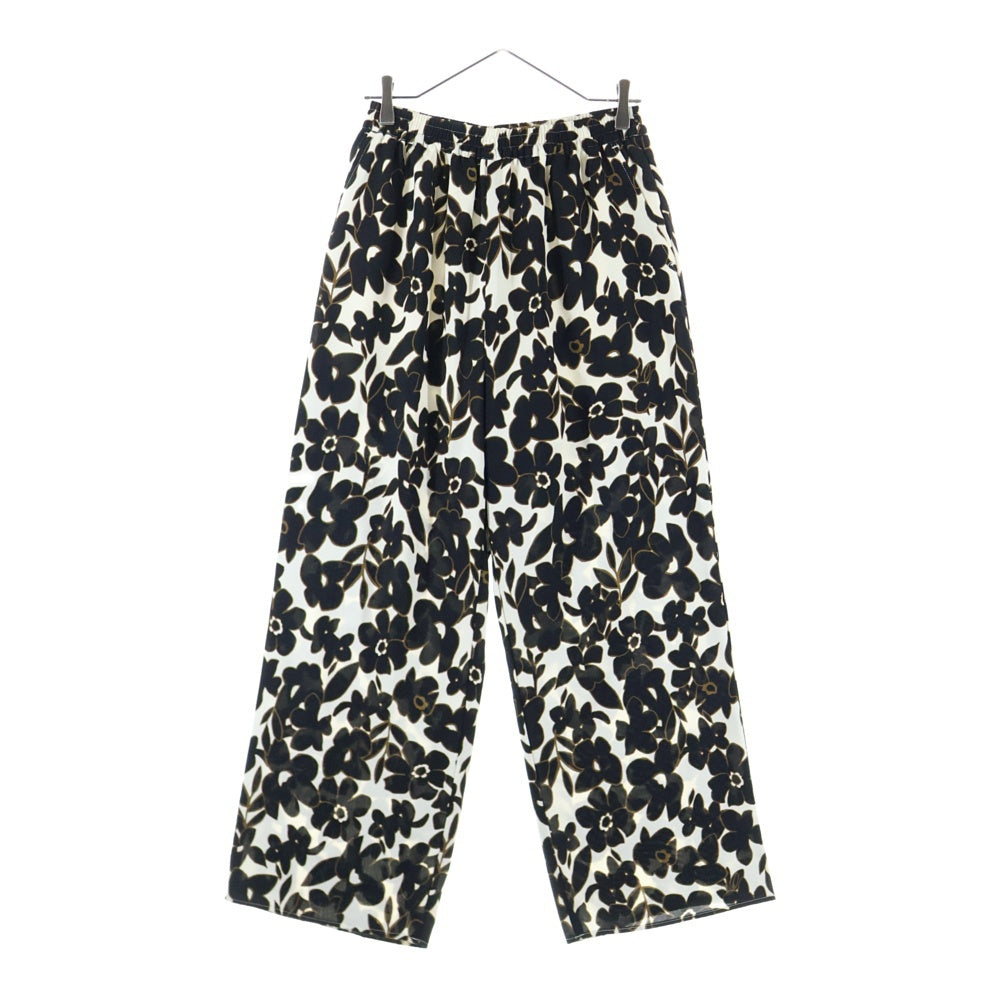 niko and(ニコアンド) 花柄 イージーワイドパンツ レディース ブラック/ホワイト NKN43547RM