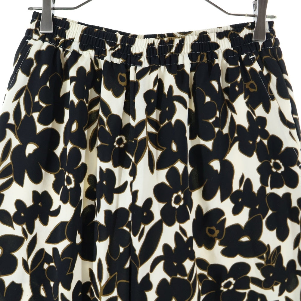 niko and(ニコアンド) 花柄 イージーワイドパンツ レディース ブラック/ホワイト NKN43547RM