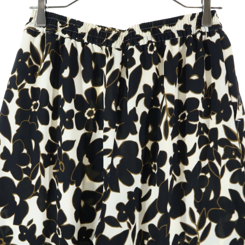 niko and(ニコアンド) 花柄 イージーワイドパンツ レディース ブラック/ホワイト NKN43547RM