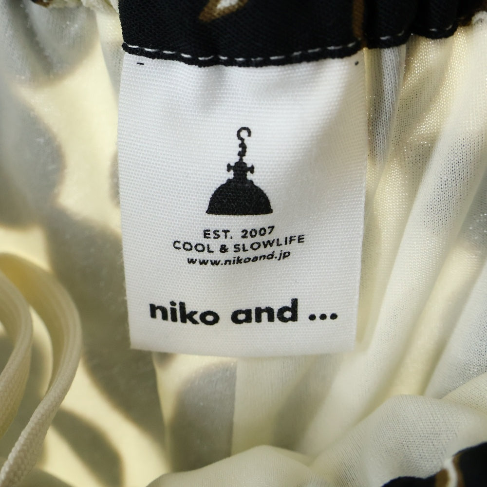 niko and(ニコアンド) 花柄 イージーワイドパンツ レディース ブラック/ホワイト NKN43547RM