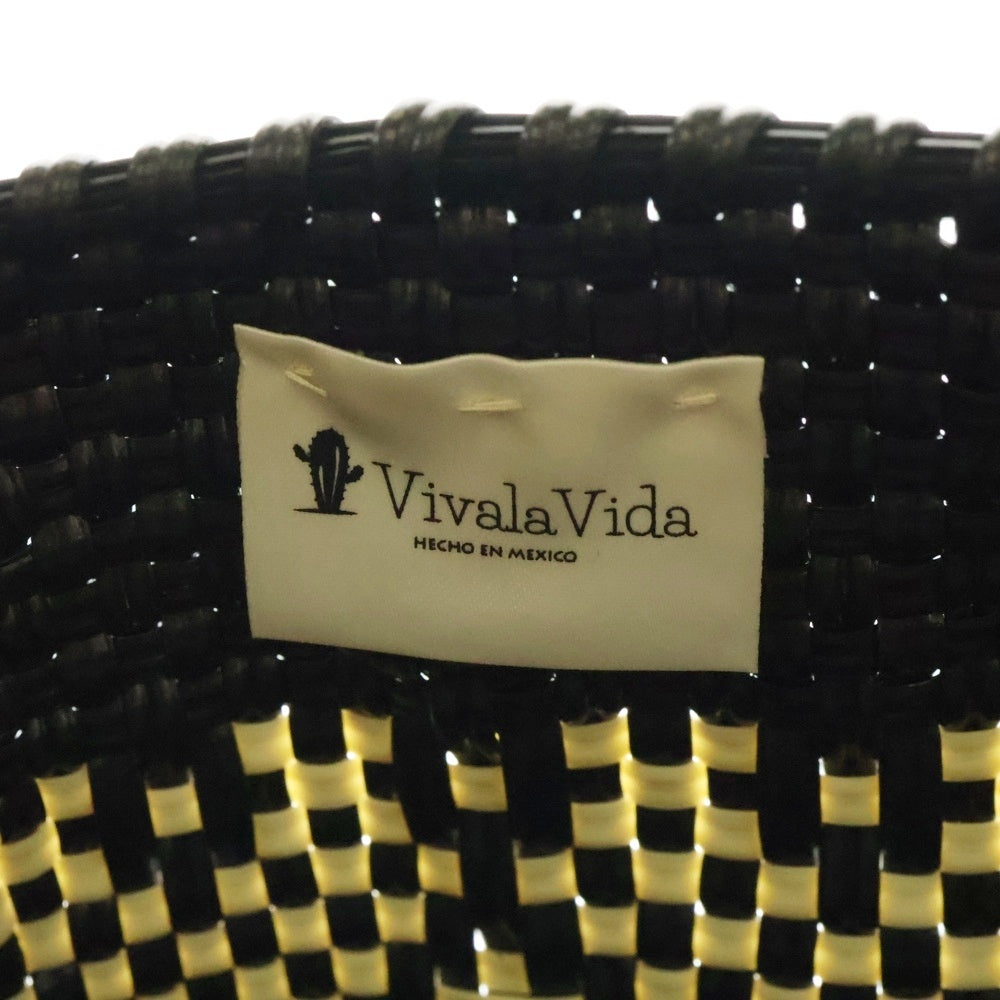 VIVALAVIDA(ビバラヴィダ) 編み込みデザイン スクエアハンドバッグ レディース ブラック/ホワイト
