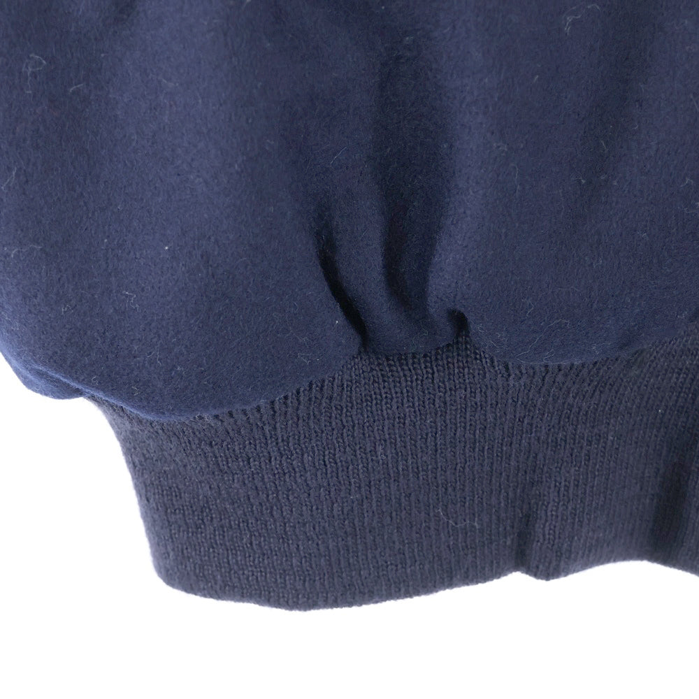 GAME SPORTWEAR(ゲームスポーツウェア) カウレザー切り替え ウールスタジャン ネイビー/ホワイト