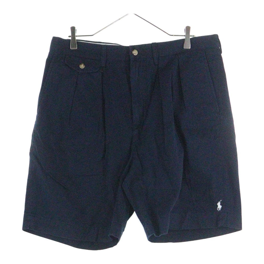 POLO RALPH LAUREN(ポロラルフローレン) 22SS BEAMS別注 ロゴ刺繍 2タック コットンハーフパンツ ショーツ ネイビー 11-25-2324-770-79-22