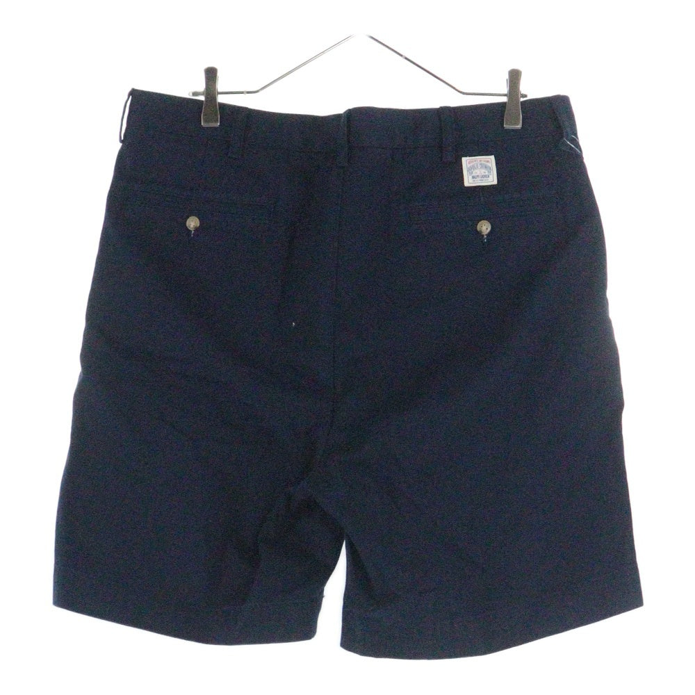 POLO RALPH LAUREN(ポロラルフローレン) 22SS BEAMS別注 ロゴ刺繍 2タック コットンハーフパンツ ショーツ ネイビー 11-25-2324-770-79-22