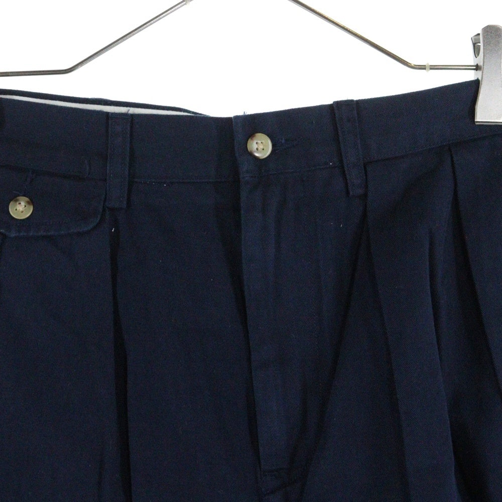 POLO RALPH LAUREN(ポロラルフローレン) 22SS BEAMS別注 ロゴ刺繍 2タック コットンハーフパンツ ショーツ ネイビー 11-25-2324-770-79-22