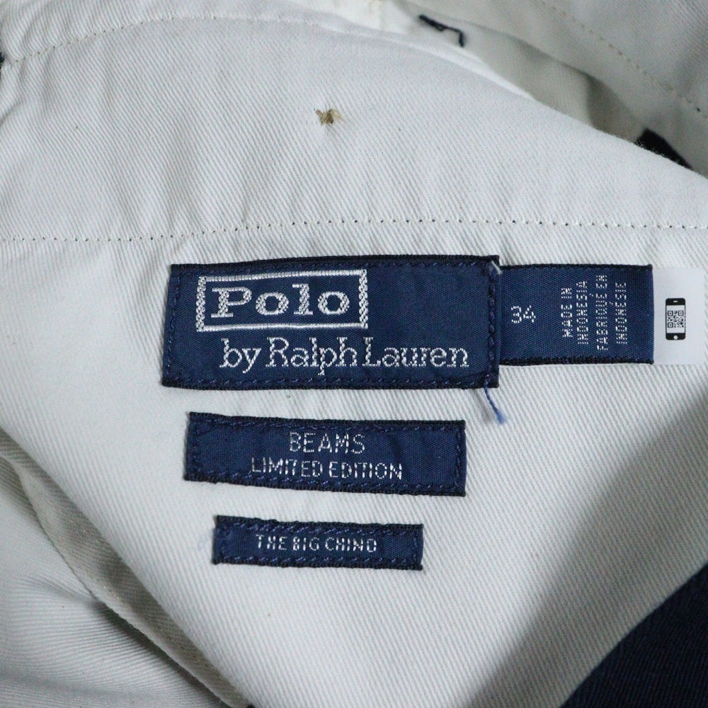 POLO RALPH LAUREN(ポロラルフローレン) 22SS BEAMS別注 ロゴ刺繍 2タック コットンハーフパンツ ショーツ ネイビー 11-25-2324-770-79-22