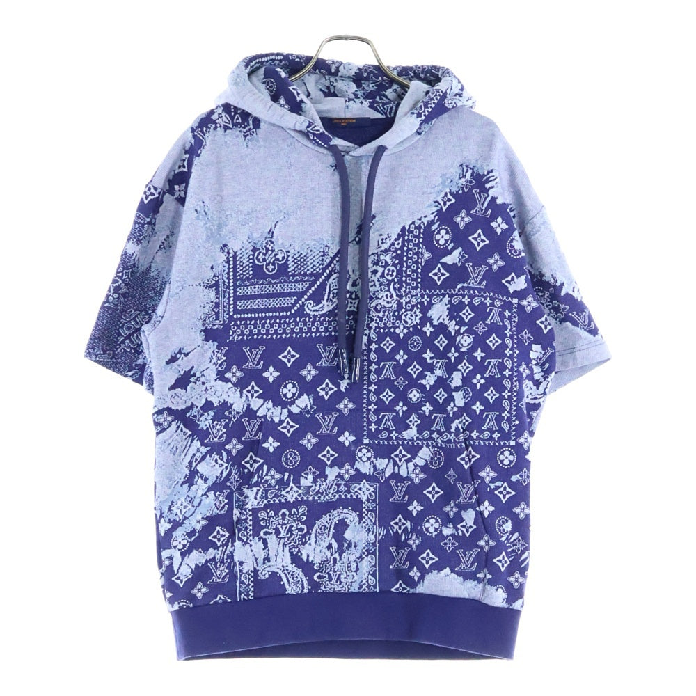 LOUIS VUITTON(ルイヴィトン) 22AW モノグラム バンダナ コットン 半袖プルオーバーパーカー ブルー RM222M N31 HNY28W