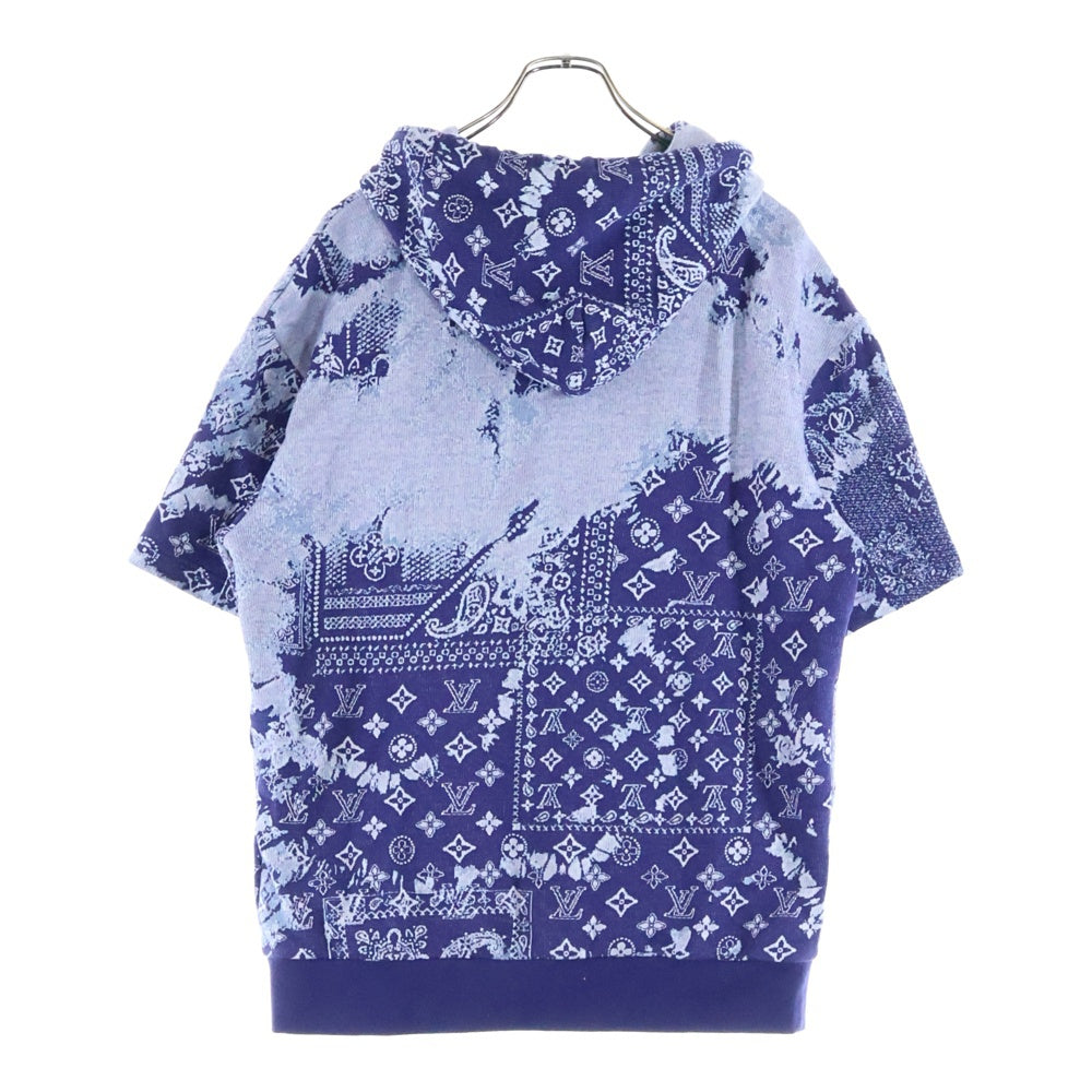 LOUIS VUITTON(ルイヴィトン) 22AW モノグラム バンダナ コットン 半袖プルオーバーパーカー ブルー RM222M N31 HNY28W