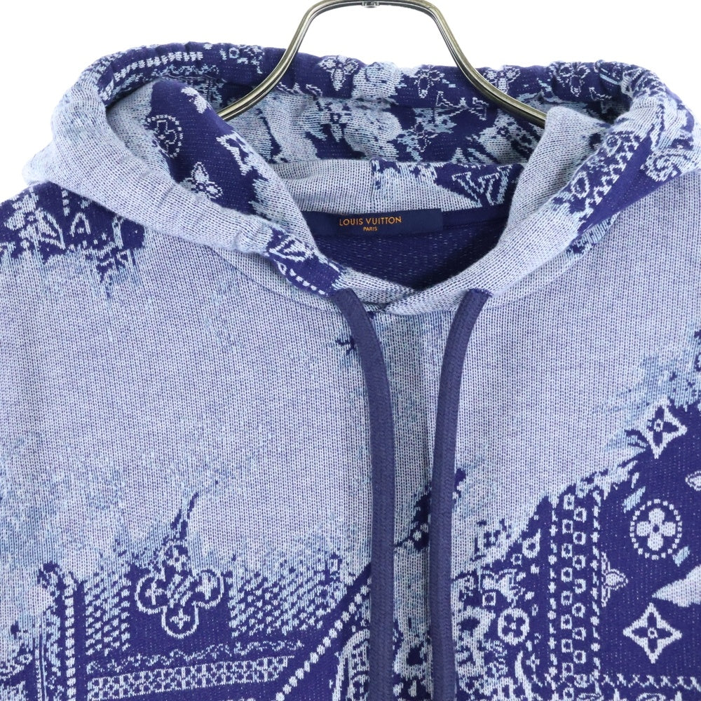 LOUIS VUITTON(ルイヴィトン) 22AW モノグラム バンダナ コットン 半袖プルオーバーパーカー ブルー RM222M N31 HNY28W