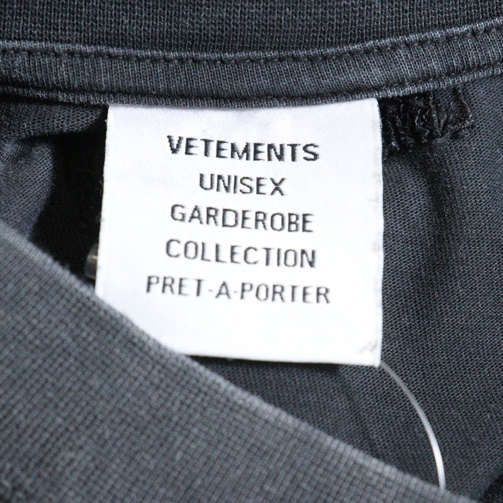 VETEMENTS(ヴェトモン) XXXL PARIS LOGO T-SHIRT フロントパリスロゴ オーバーサイズ クルーネック 半袖Tシャツ カットソー ブラック UE64TR370B