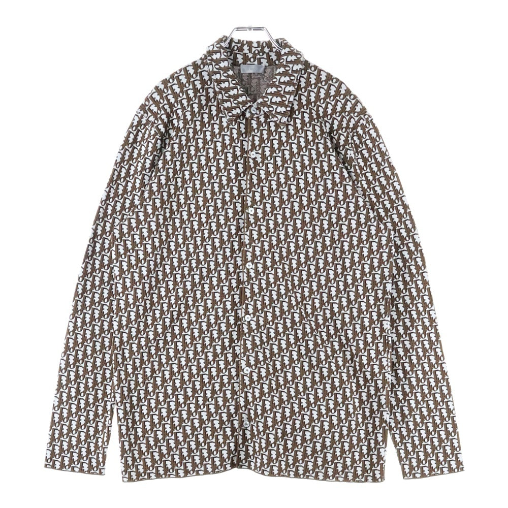 DIOR(ディオール) 20SS OBLIQUE OVERSHIRT オブリーク総柄 コットンニット オーバー長袖シャツ ブラウン 023M550AT099