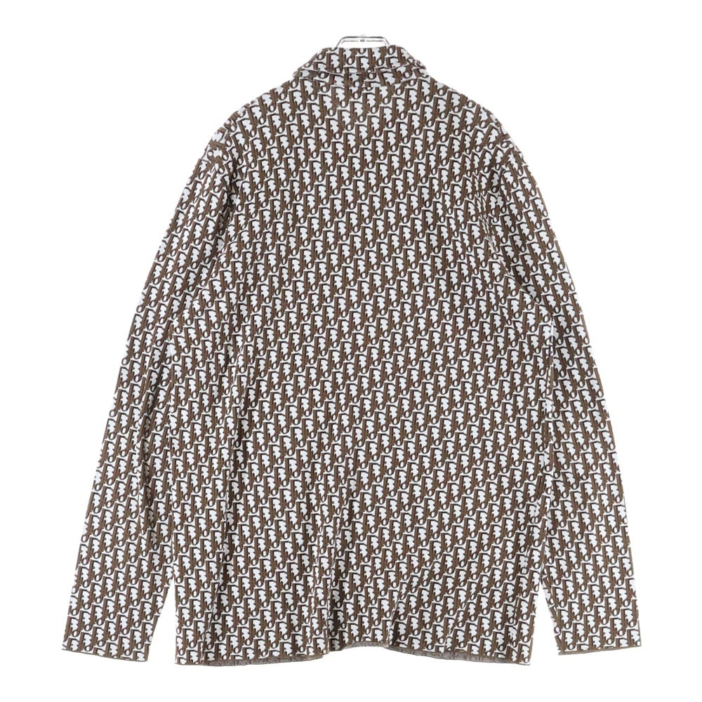 DIOR(ディオール) 20SS OBLIQUE OVERSHIRT オブリーク総柄 コットンニット オーバー長袖シャツ ブラウン 023M550AT099
