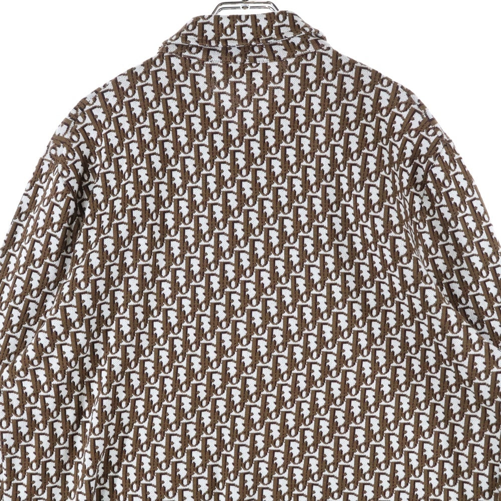 DIOR(ディオール) 20SS OBLIQUE OVERSHIRT オブリーク総柄 コットンニット オーバー長袖シャツ ブラウン 023M550AT099