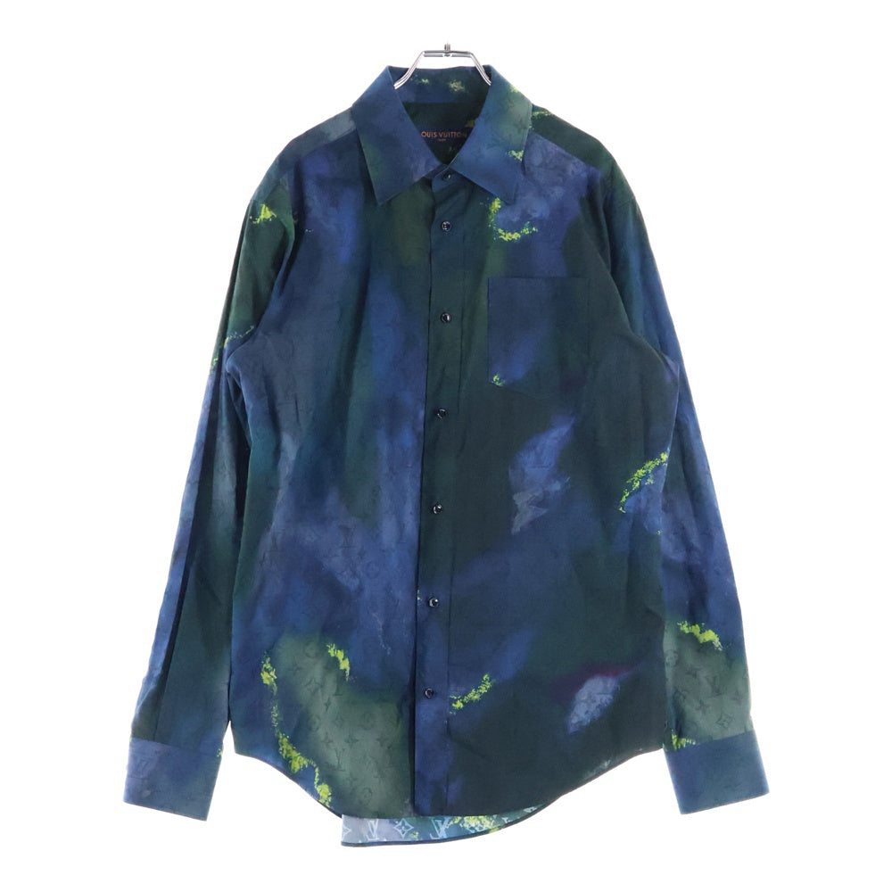 LOUIS VUITTON(ルイヴィトン) 21AW MONOGRAM TIE AND DIE SHIRT モノグラム タイアンドダイ コットン 長袖シャツ ネイビー/グリーン RM212M D15 HLS07W