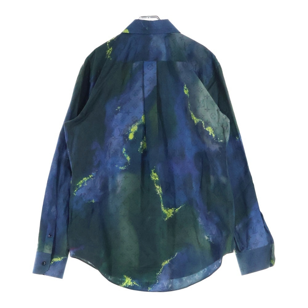 LOUIS VUITTON(ルイヴィトン) 21AW MONOGRAM TIE AND DIE SHIRT モノグラム タイアンドダイ コットン 長袖シャツ ネイビー/グリーン RM212M D15 HLS07W
