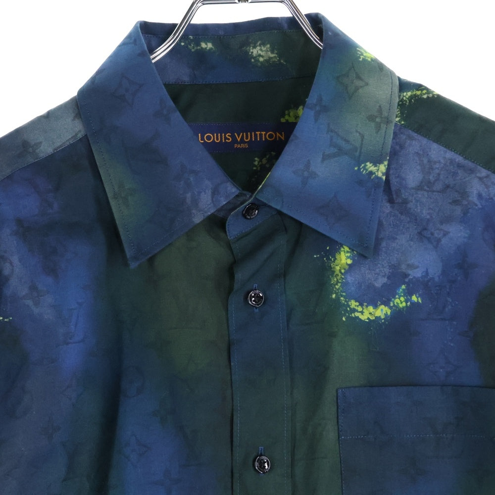 LOUIS VUITTON(ルイヴィトン) 21AW MONOGRAM TIE AND DIE SHIRT モノグラム タイアンドダイ コットン 長袖シャツ ネイビー/グリーン RM212M D15 HLS07W