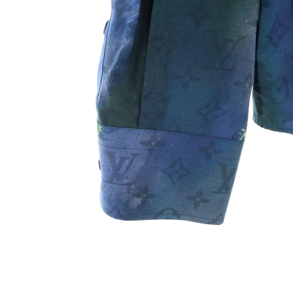 LOUIS VUITTON(ルイヴィトン) 21AW MONOGRAM TIE AND DIE SHIRT モノグラム タイアンドダイ コットン 長袖シャツ ネイビー/グリーン RM212M D15 HLS07W