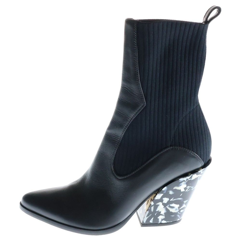 JIMMY CHOO(ジミーチュウ) 20AW MELE 85 メレ マーブル柄 レザー サイドゴアブーツ レディース ブラック