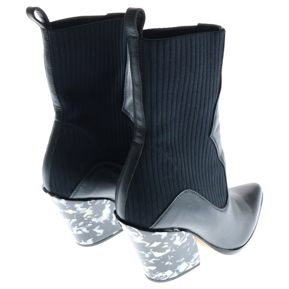 JIMMY CHOO(ジミーチュウ) 20AW MELE 85 メレ マーブル柄 レザー サイドゴアブーツ レディース ブラック