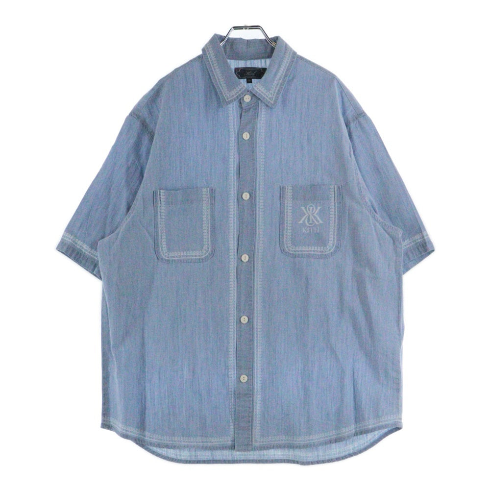 KITH(キス) 25SS CHAMBRAY PAXTON SHIRT シャンブレー パクストン 半袖シャツ インディゴ KHM033545