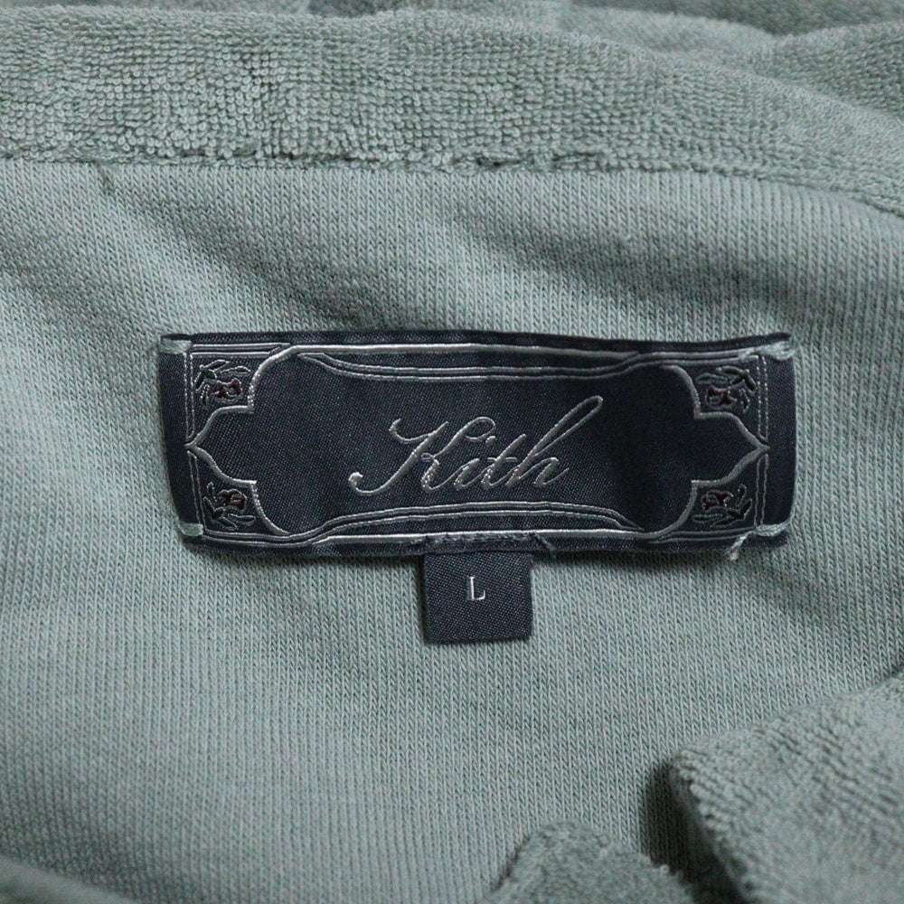 KITH(キス) 25SS PLUSH TERRY LEO POLO パイル地 ロゴ刺繍 半袖ポロシャツ グリーン KHM033646