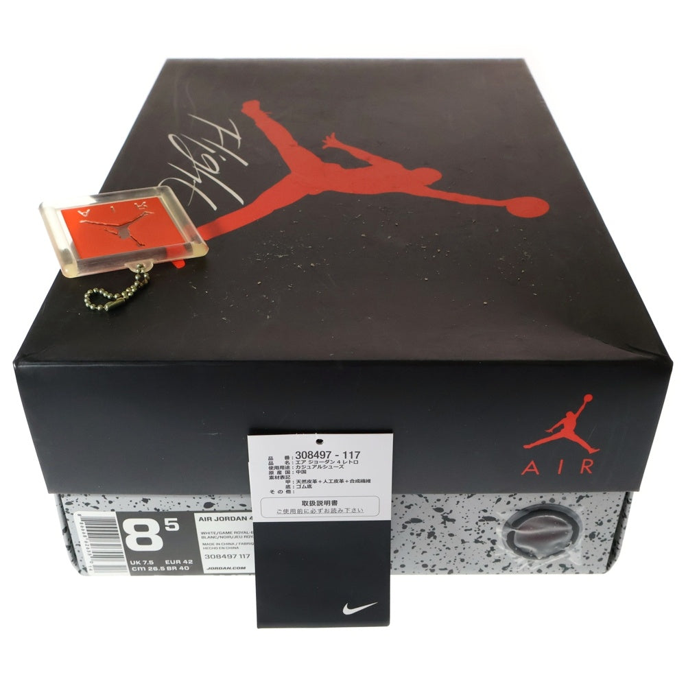 NIKE(ナイキ) AIR JORDAN 4 RETRO MOTORSPORTS エアジョーダン4 レトロ モータースポーツ ハイカットスニーカー ホワイト/ブルー US8.5/26.5cm 308497-117