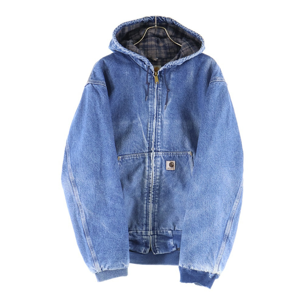 CARHARTT(カーハート) DENIM ACTIVE JACKET デニムアクティブジャケット 裏地ブランケット ジップアップフーデッドジャケット インディゴ J139 DST