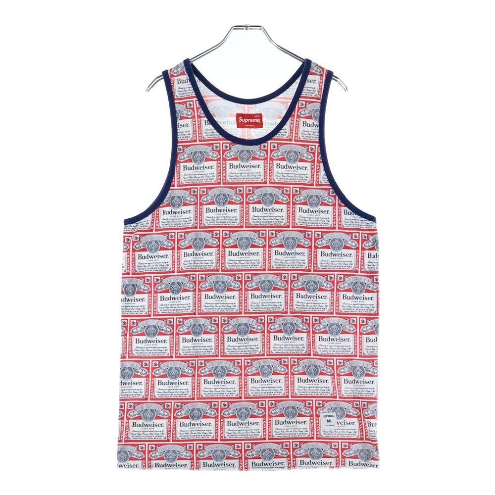 SUPREME(シュプリーム) 09SS Budweiser Tank Top バドワイザー 総柄 コットン タンクトップ ノースリーブ カットソー ホワイト/レッド