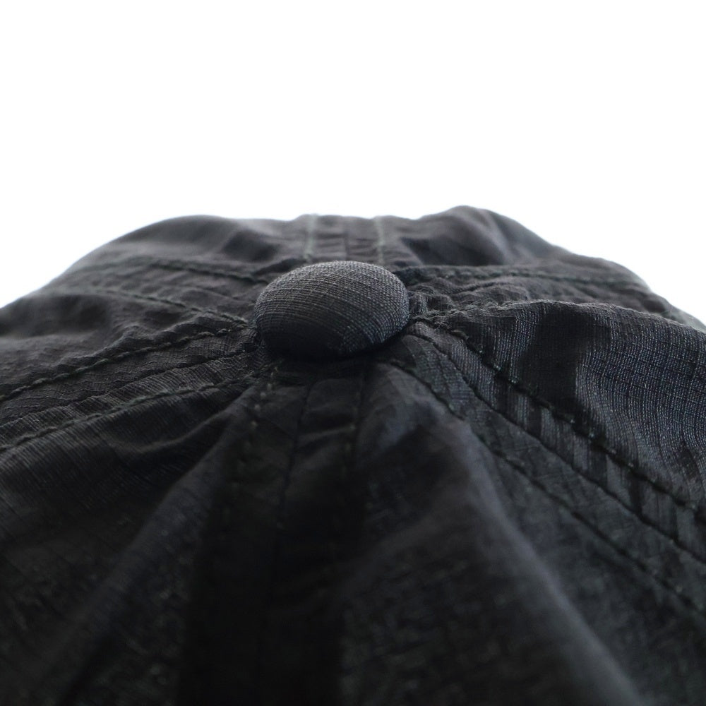 NO BRAND(ノーブランド) OVY Nylon Rip Stop Shirring 6Panel Cap オヴィー ナイロンリップストップ ジェットキャップ 帽子 ブラック