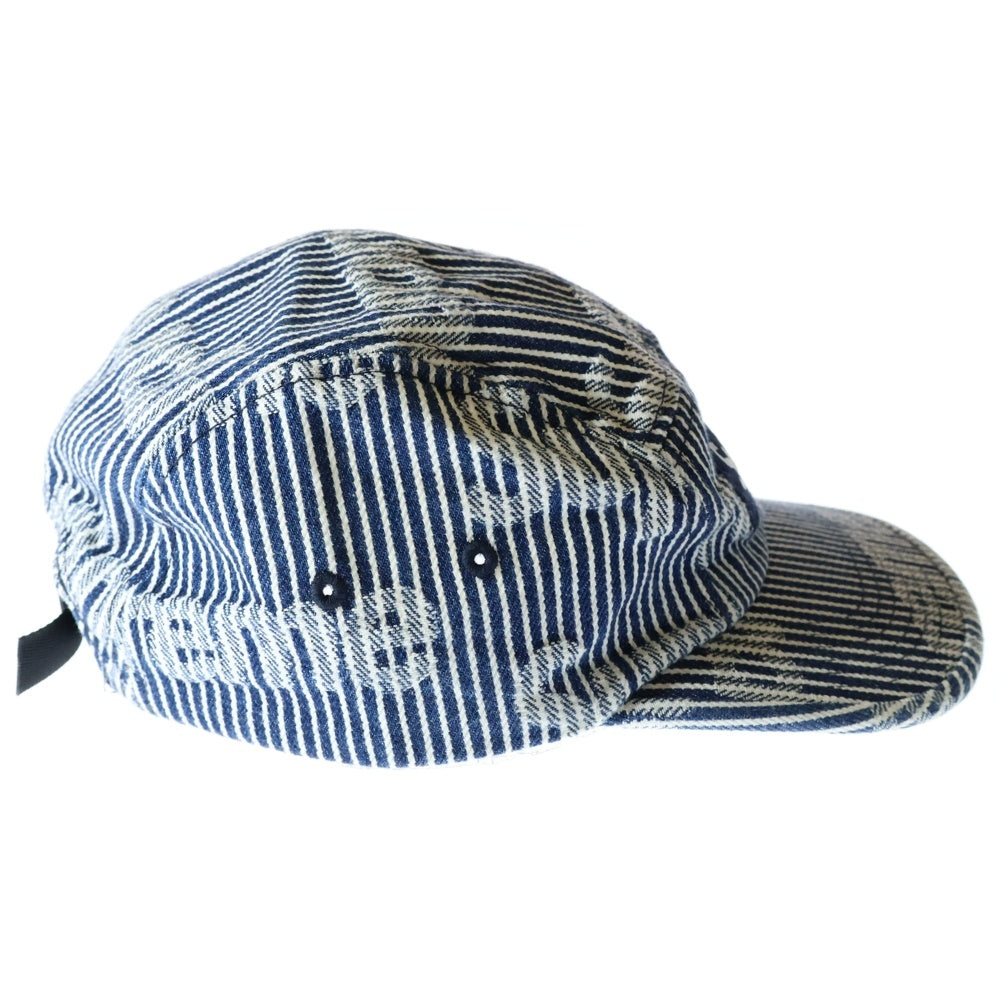 SUPREME(シュプリーム) 24SS Denim Camp Cap 総柄 ストライプ デニム ボックスロゴ キャンプキャップ インディゴ
