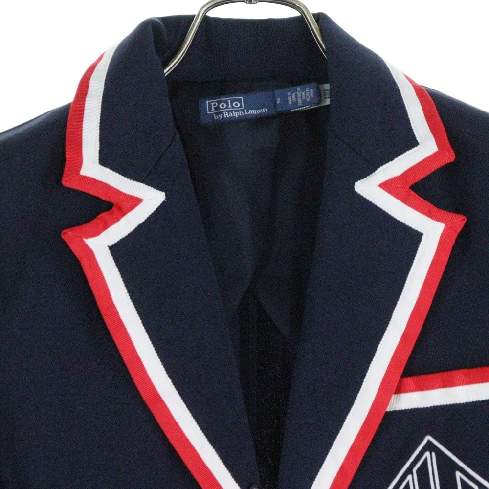 POLO RALPH LAUREN(ポロラルフローレン) グログラントリム テリー ブレザー コットン テーラードジャケット ブルー/レッド/ホワイト