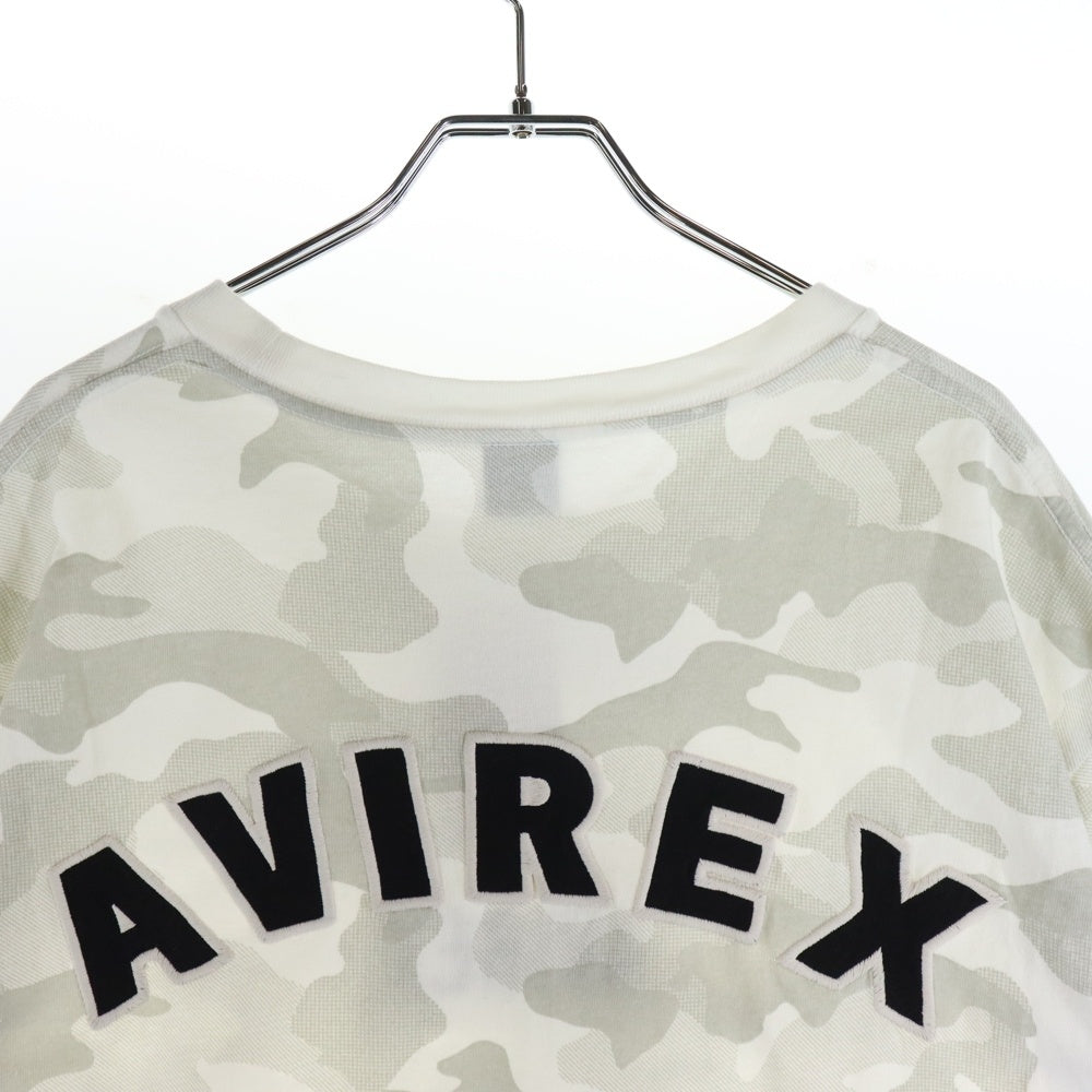 AVIREX(アヴィレックス) カモ柄 ロゴエンブロイダリー 半袖Tシャツ カットソー グレー
