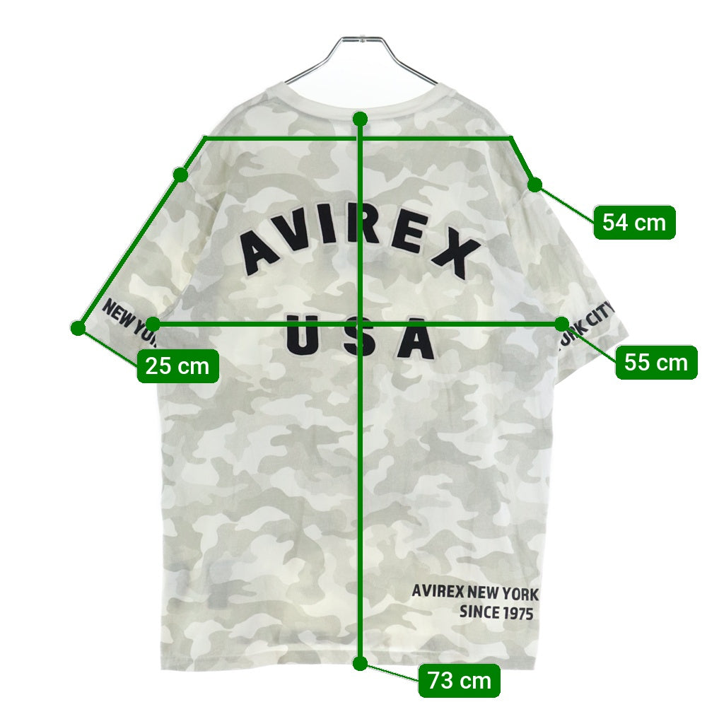 AVIREX(アヴィレックス) カモ柄 ロゴエンブロイダリー 半袖Tシャツ カットソー グレー