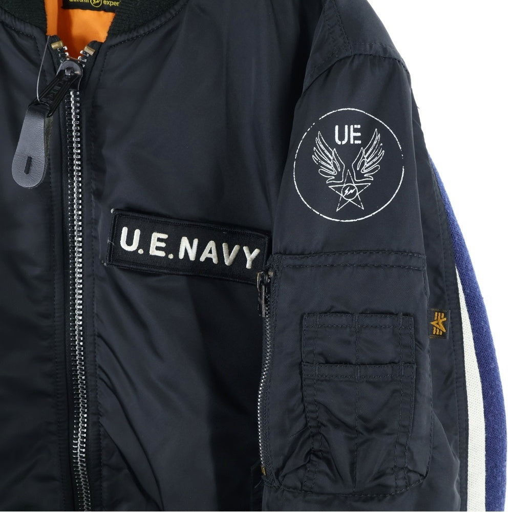 UNIFORM EXPERIMENT(ユニフォームエクスペリメント) ×ALPHA アルファ カラーチャートスリーブ マルチポケット MA-1 ボンバージャケット ブラック UE-101094