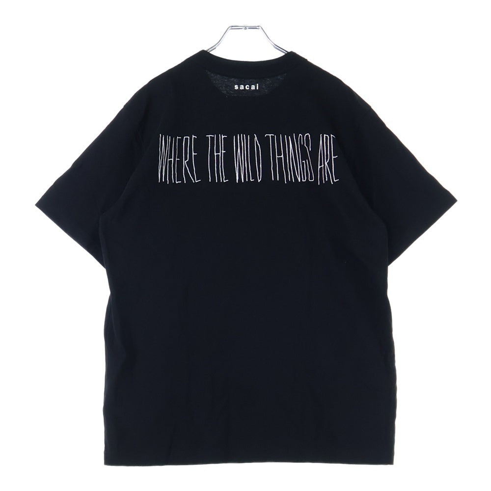 Sacai(サカイ) WHERE THE WILD THINGS ARE T-SHIRT ウェアー ザ シングス アー クルーネック カッソー 半袖Tシャツ ブラック 25-01008S
