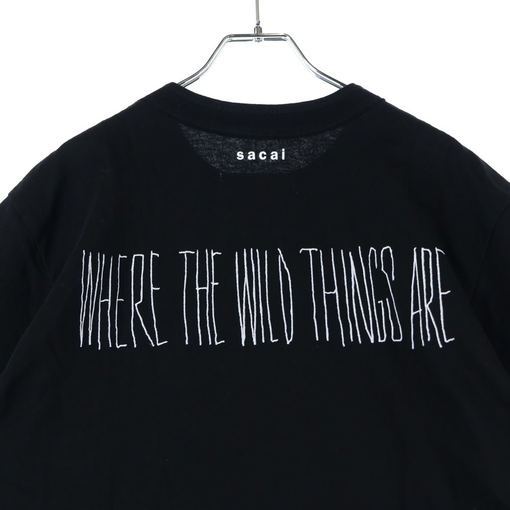 Sacai(サカイ) WHERE THE WILD THINGS ARE T-SHIRT ウェアー ザ シングス アー クルーネック カッソー 半袖Tシャツ ブラック 25-01008S