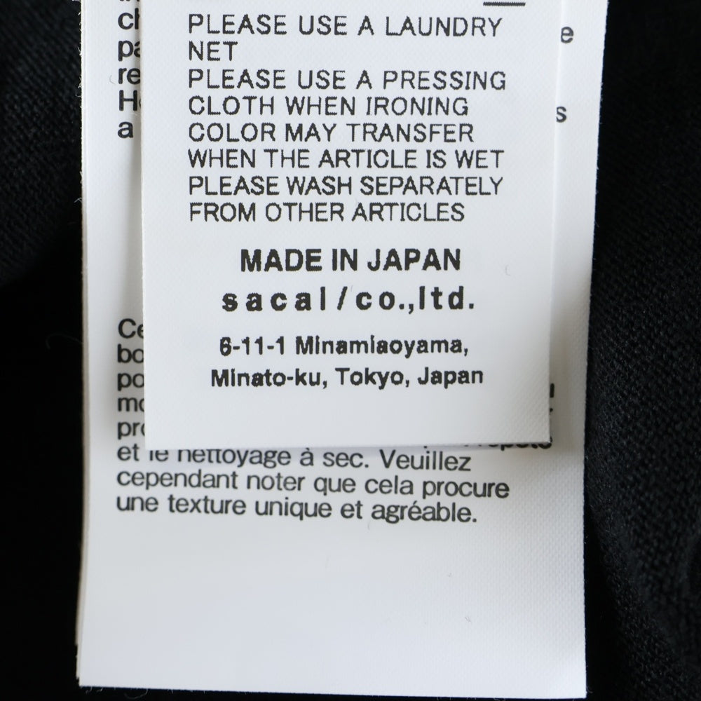 Sacai(サカイ) WHERE THE WILD THINGS ARE T-SHIRT ウェアー ザ シングス アー クルーネック カッソー 半袖Tシャツ ブラック 25-01008S