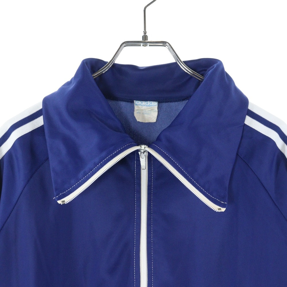 adidas(アディダス) 70S VINTAGE ヴィンテージ 西ドイツ製 OPTIジップ トレフォイルロゴパッチ サイドライン 曲がりポケット ジップアップ トラックジャケット ネイビー
