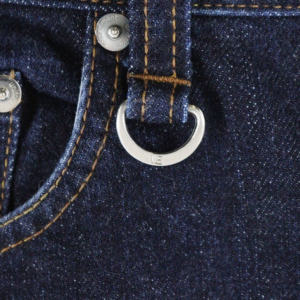 UNIFORM EXPERIMENT(ユニフォームエクスペリメント) RIGID DENIM TAPERED PANTS リジェット ジップアップ テーパード デニムパンツ インディゴ UE-232005