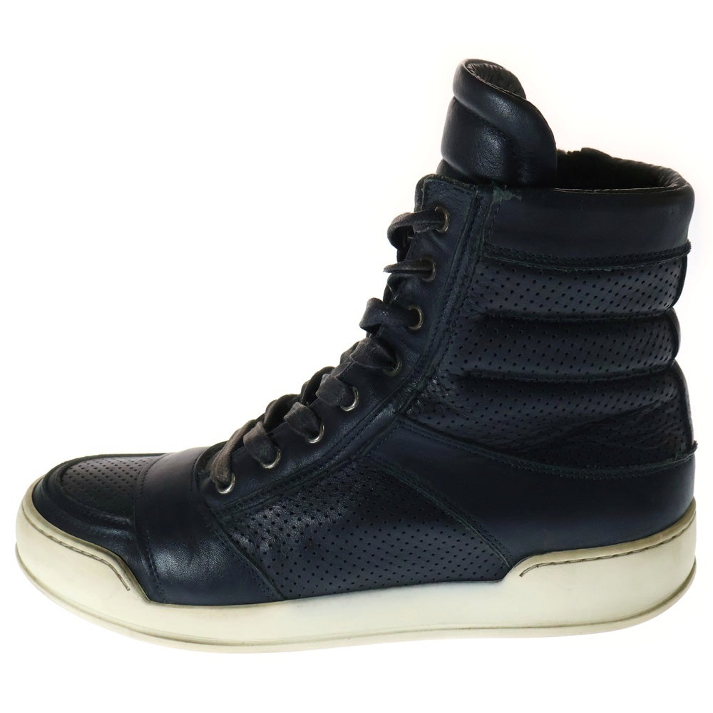 BALMAIN(バルマン) サイドジップアップ レースアップ レザー ハイカットスニーカー ブラック S4HT300BA40P