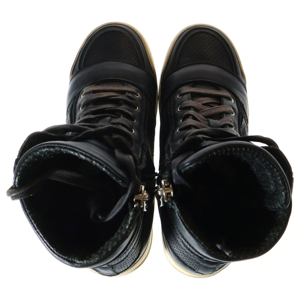 BALMAIN(バルマン) サイドジップアップ レースアップ レザー ハイカットスニーカー ブラック S4HT300BA40P