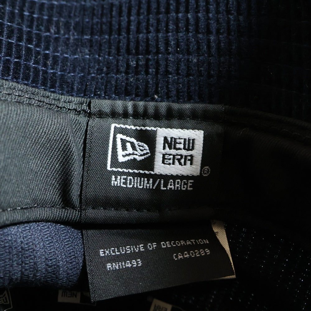 NEW ERA(ニューエラ) ロゴ刺繍 コーデュロイ バケットハット 帽子 ネイビー