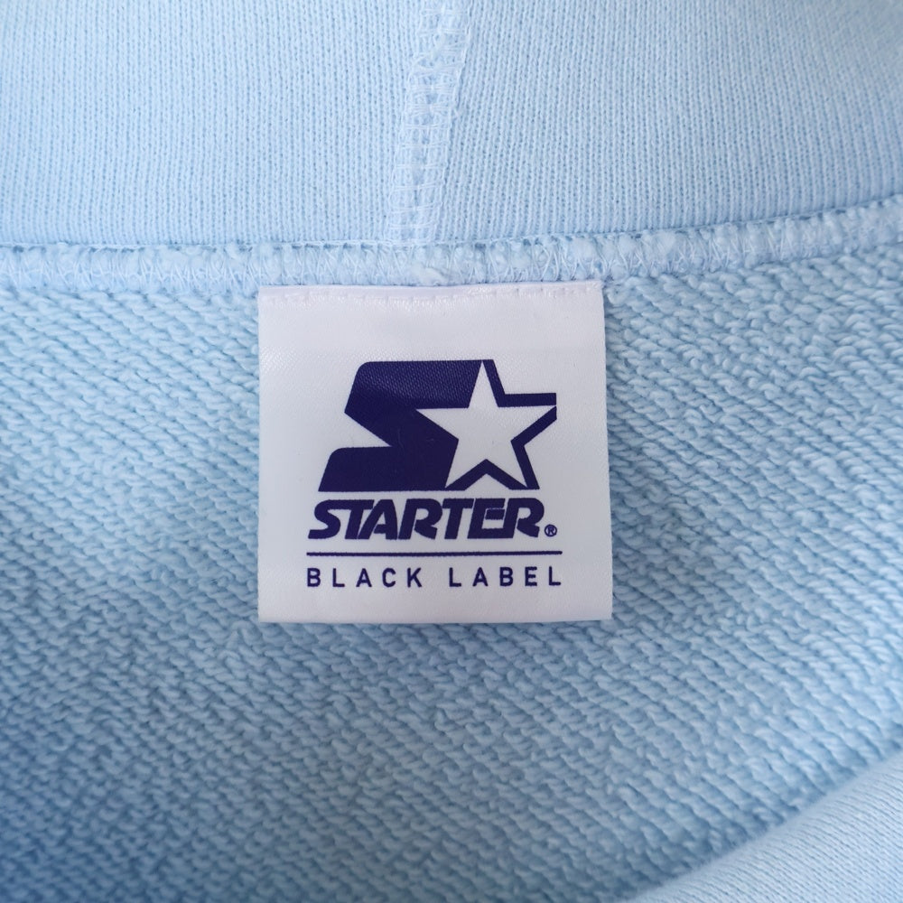 STAETER BLACK LABEL(スターターブラックレーベル) 日本製 ロゴプリント コットン スウェット プルオーバーパーカー ライトブルー